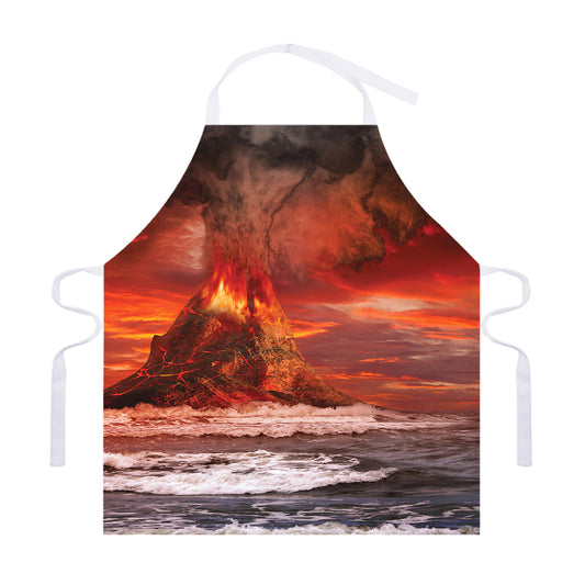 Volcano On The Sea Print Adjustable Apron