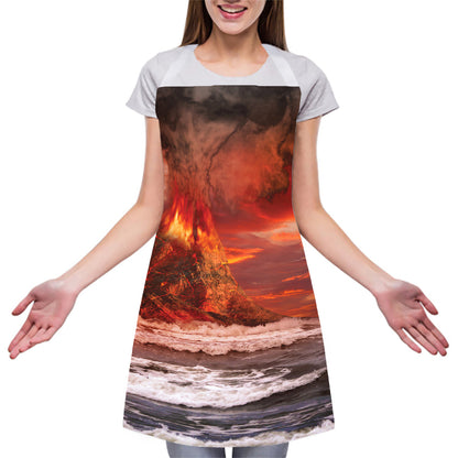 Volcano On The Sea Print Adjustable Apron