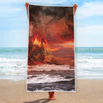 Volcano On The Sea Print Beach Towel