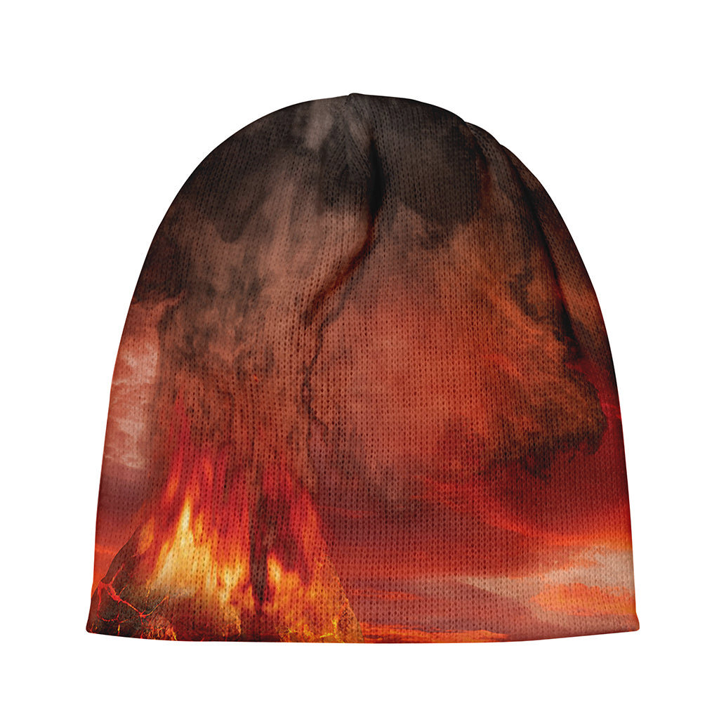 Volcano On The Sea Print Beanie