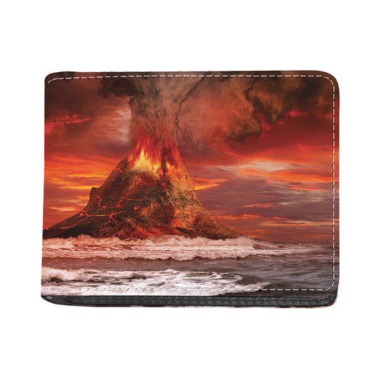 Volcano On The Sea Print Bifold Wallet