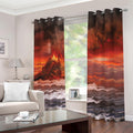 Volcano On The Sea Print Dimout Grommet Curtains