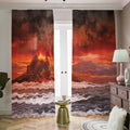 Volcano On The Sea Print Dimout Pencil Pleat Curtains