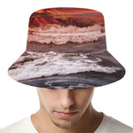 Volcano On The Sea Print Bucket Hat