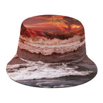 Volcano On The Sea Print Bucket Hat