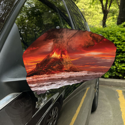 Volcano On The Sea Print Car Side Mirror Covers