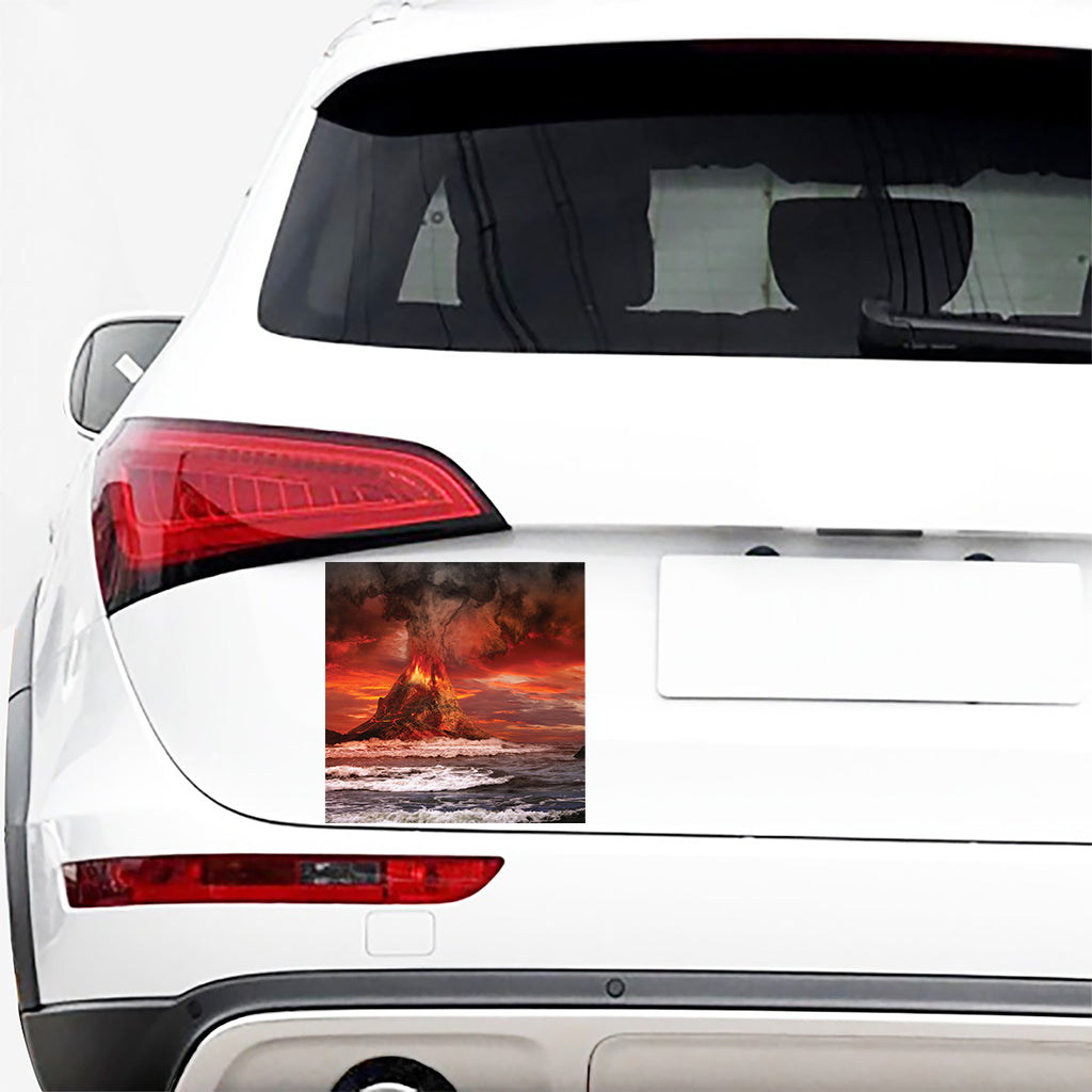 Volcano On The Sea Print Car Sticker
