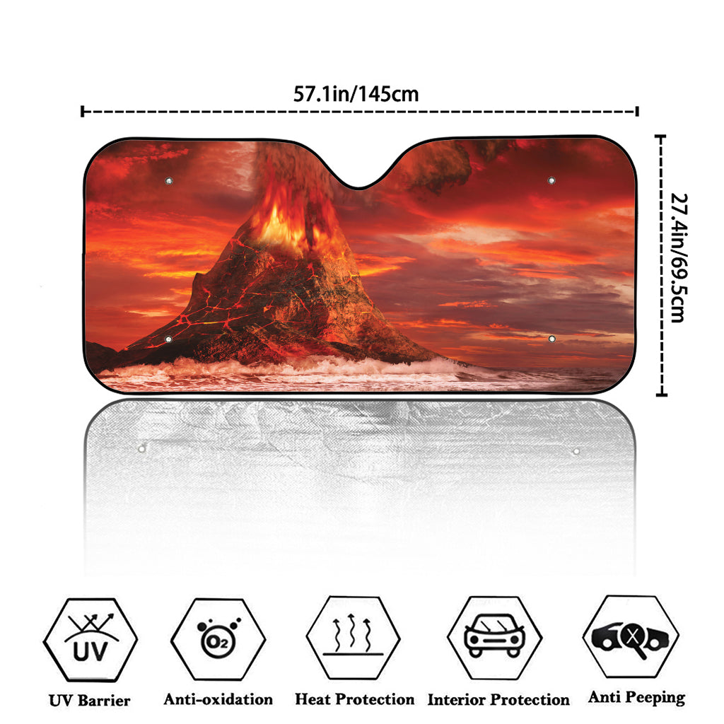 Volcano On The Sea Print Car Windshield Sun Shade