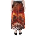 Volcano On The Sea Print Chiffon Maxi Skirt