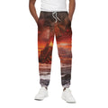 Volcano On The Sea Print Cotton Sweatpants