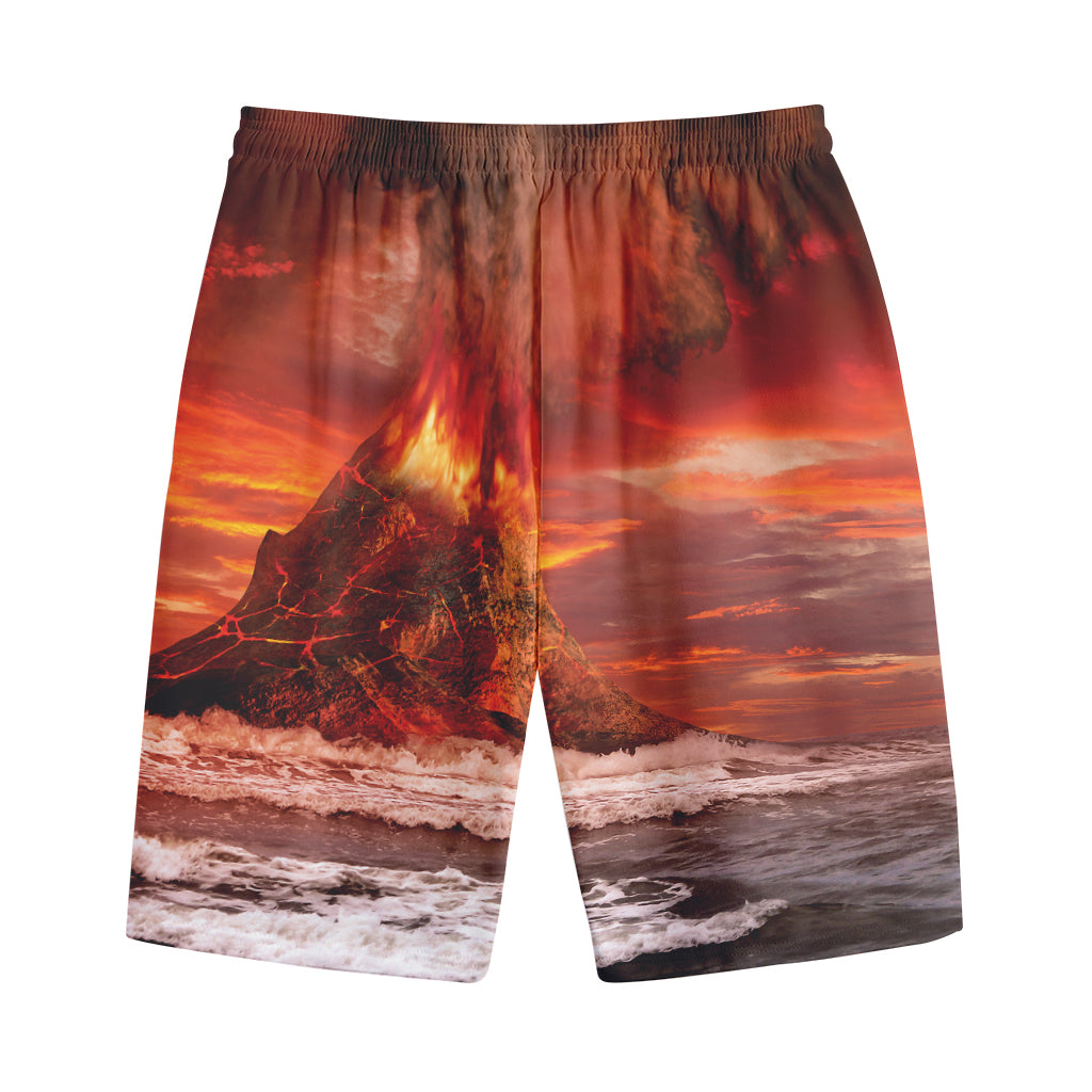 Volcano On The Sea Print Cotton Shorts