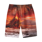 Volcano On The Sea Print Cotton Shorts