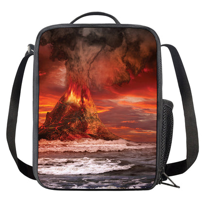 Volcano On The Sea Print Crossbody Lunch Bag