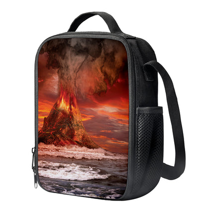 Volcano On The Sea Print Crossbody Lunch Bag