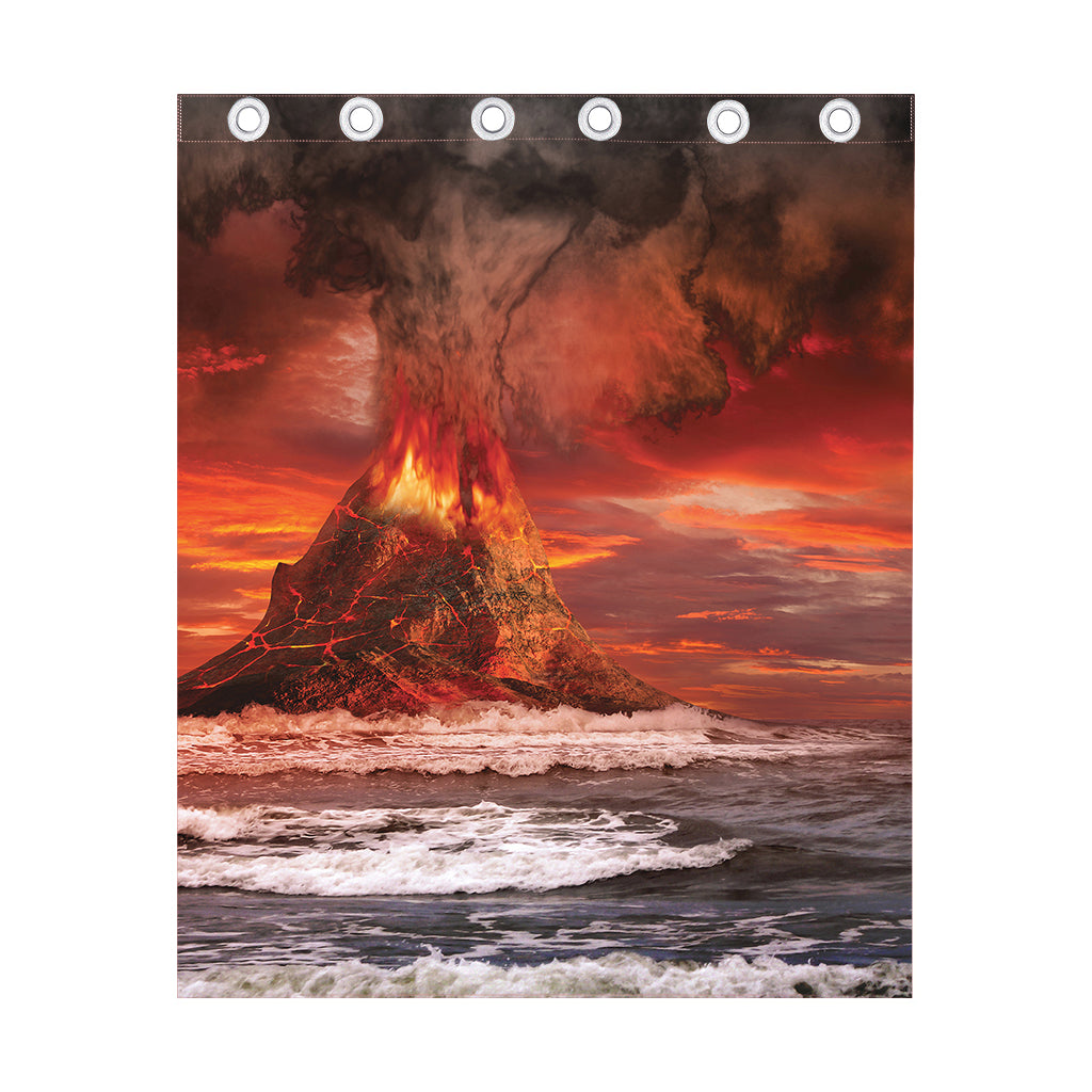 Volcano On The Sea Print Curtain
