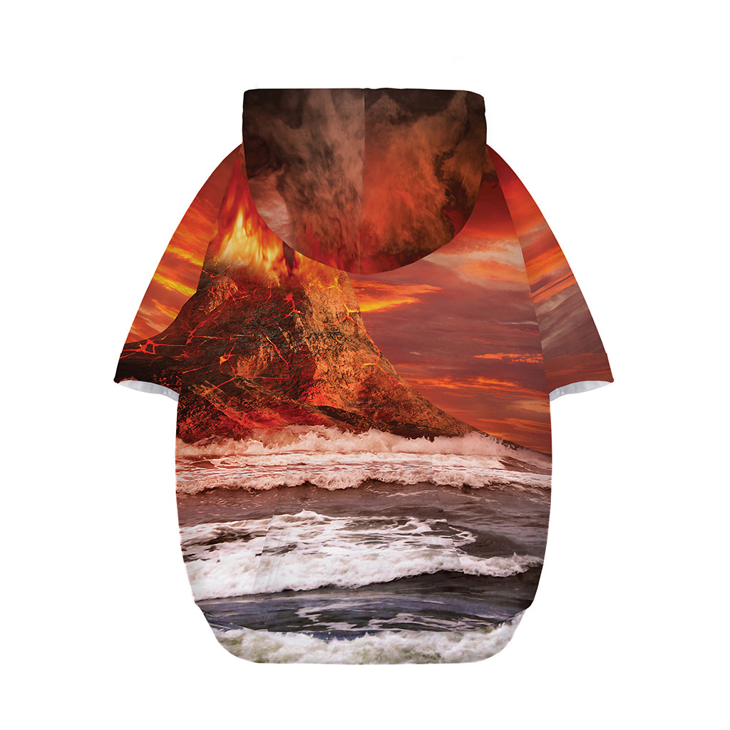 Volcano On The Sea Print Dog Zip Up Hoodie