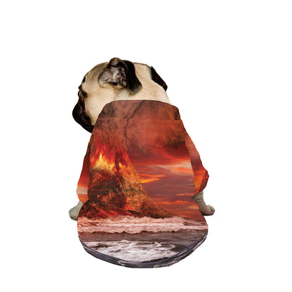 Volcano On The Sea Print Dog Zip Up Jacket