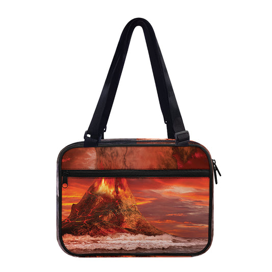 Volcano On The Sea Print Double Strap Bible Bag