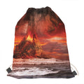 Volcano On The Sea Print Drawstring Bag
