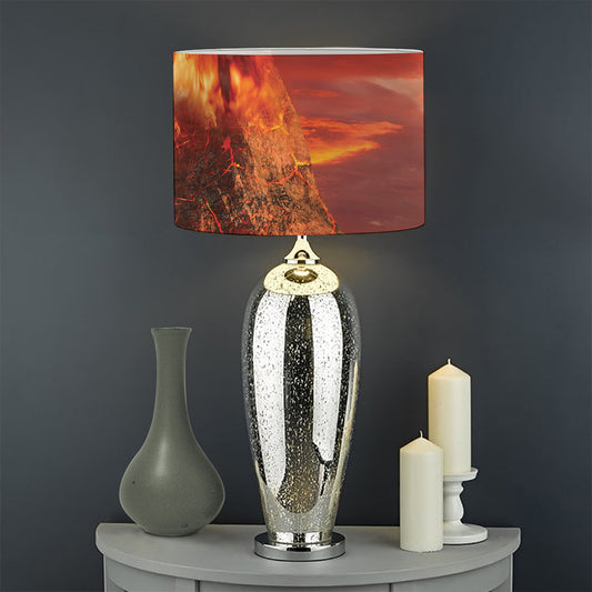Volcano On The Sea Print Drum Lamp Shade