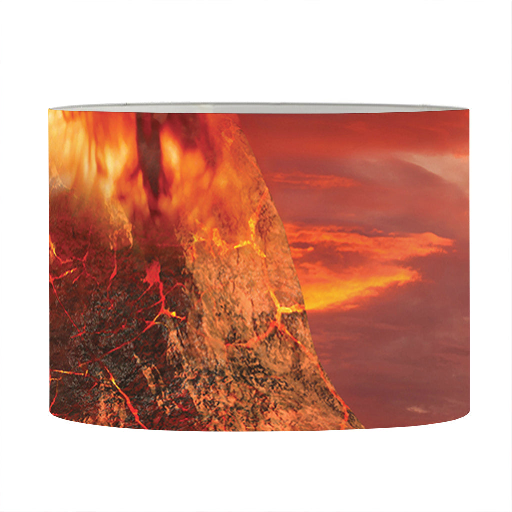 Volcano On The Sea Print Drum Lamp Shade