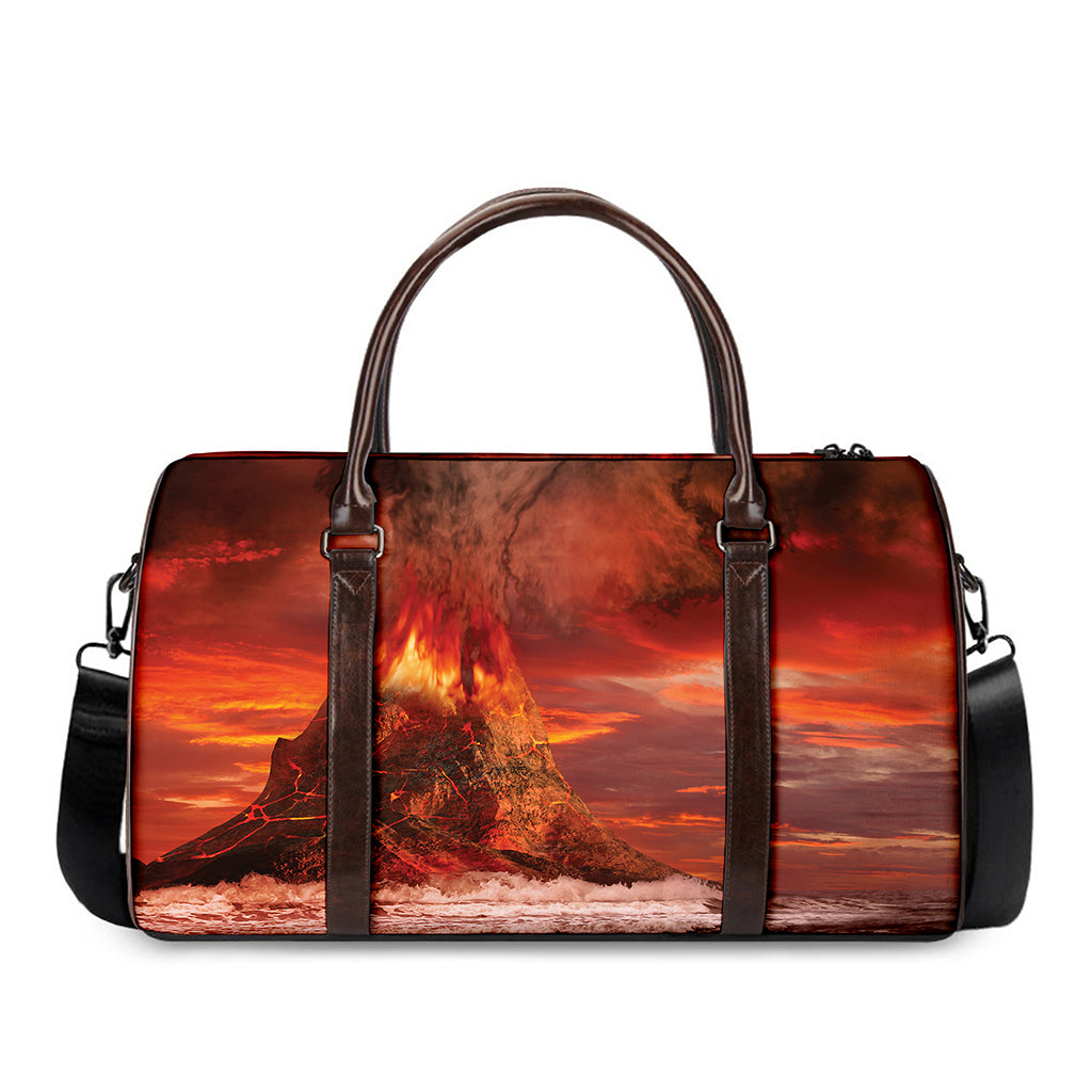 Volcano On The Sea Print Duffle Bag