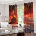 Volcano On The Sea Print Extra Wide Grommet Curtains