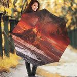 Volcano On The Sea Print Foldable Umbrella