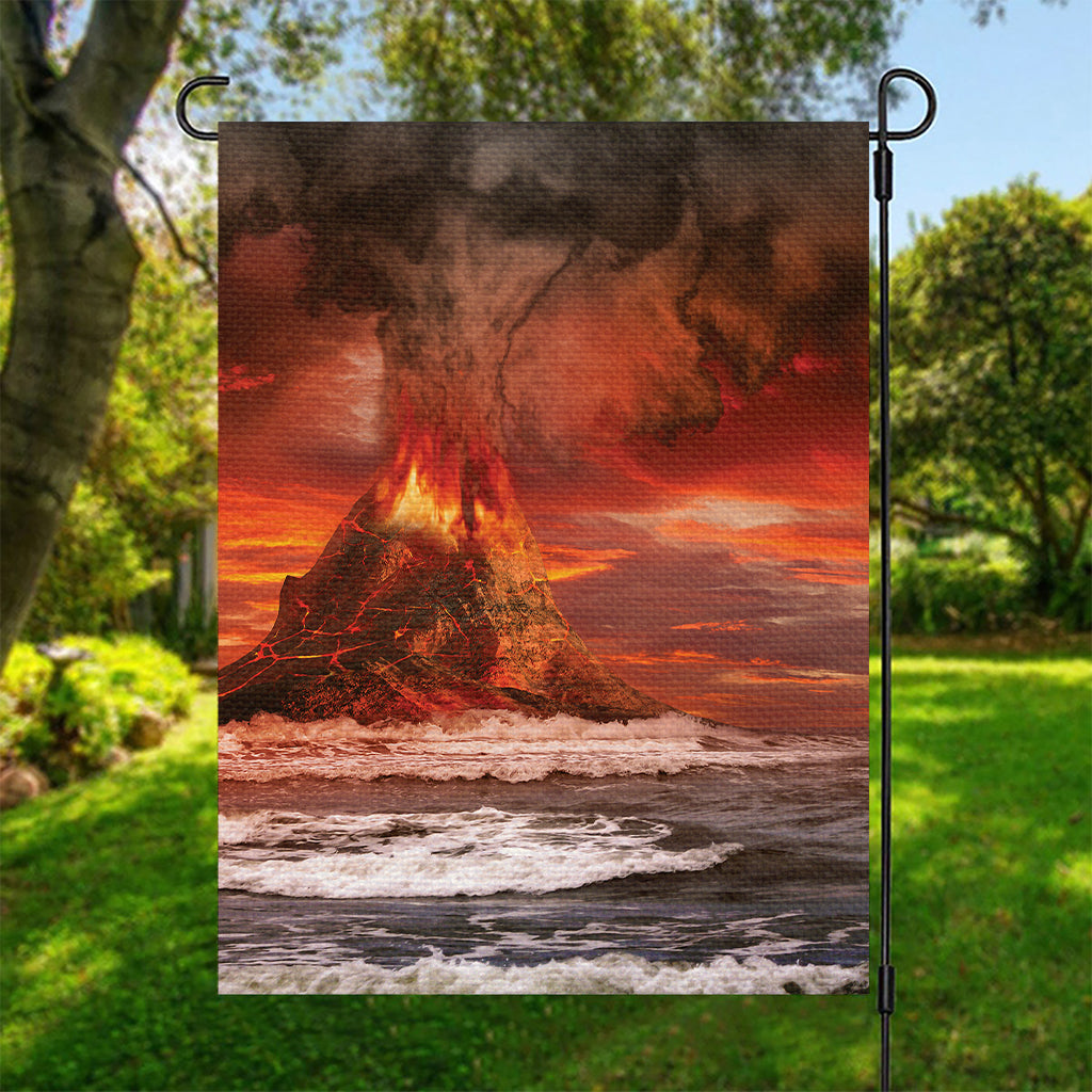 Volcano On The Sea Print Garden Flag