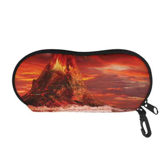 Volcano On The Sea Print Glasses Case