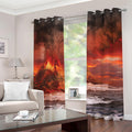 Volcano On The Sea Print Grommet Curtains
