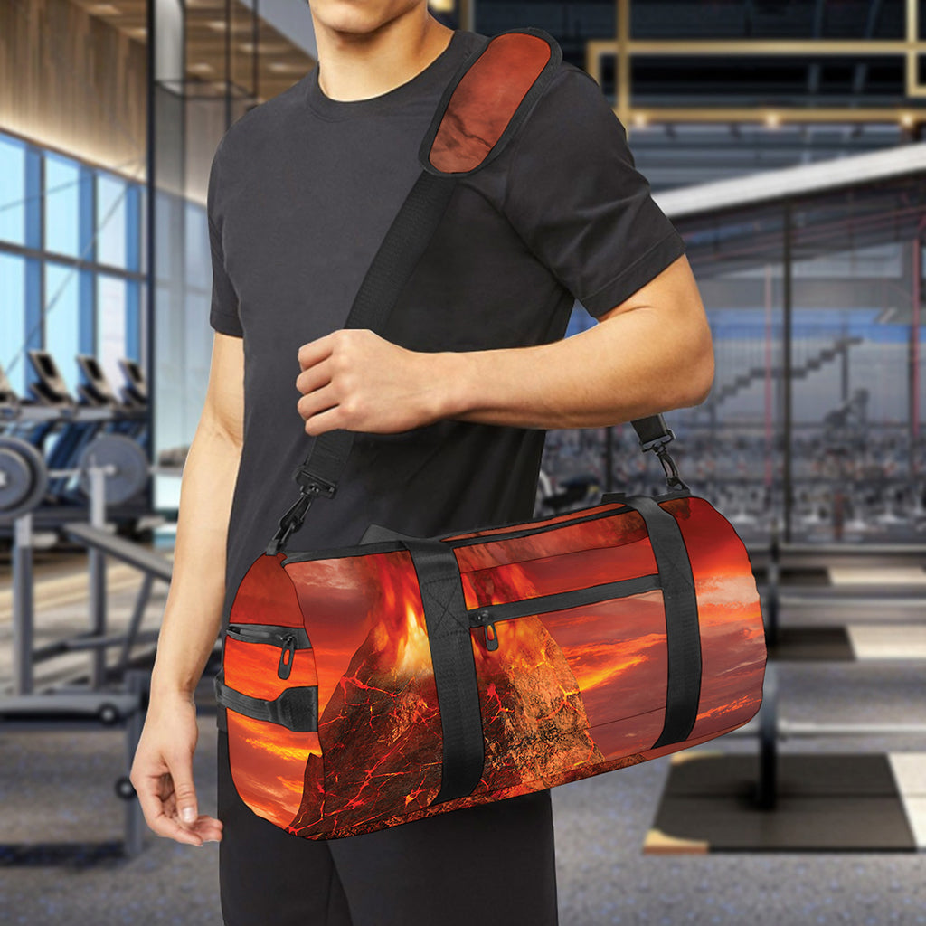 Volcano On The Sea Print Gym Bag