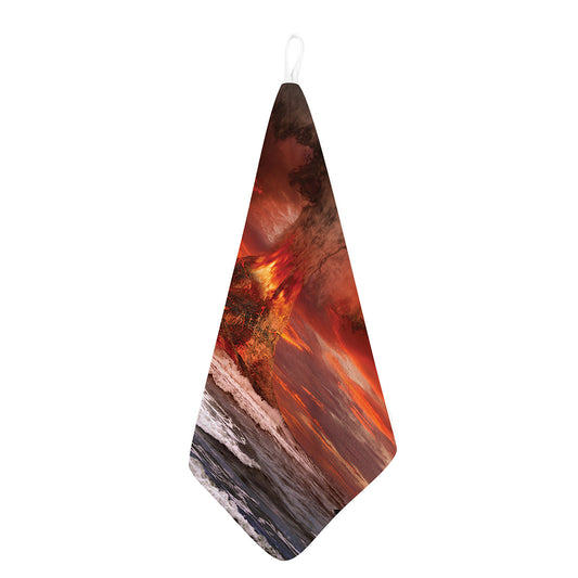 Volcano On The Sea Print Hand Towel