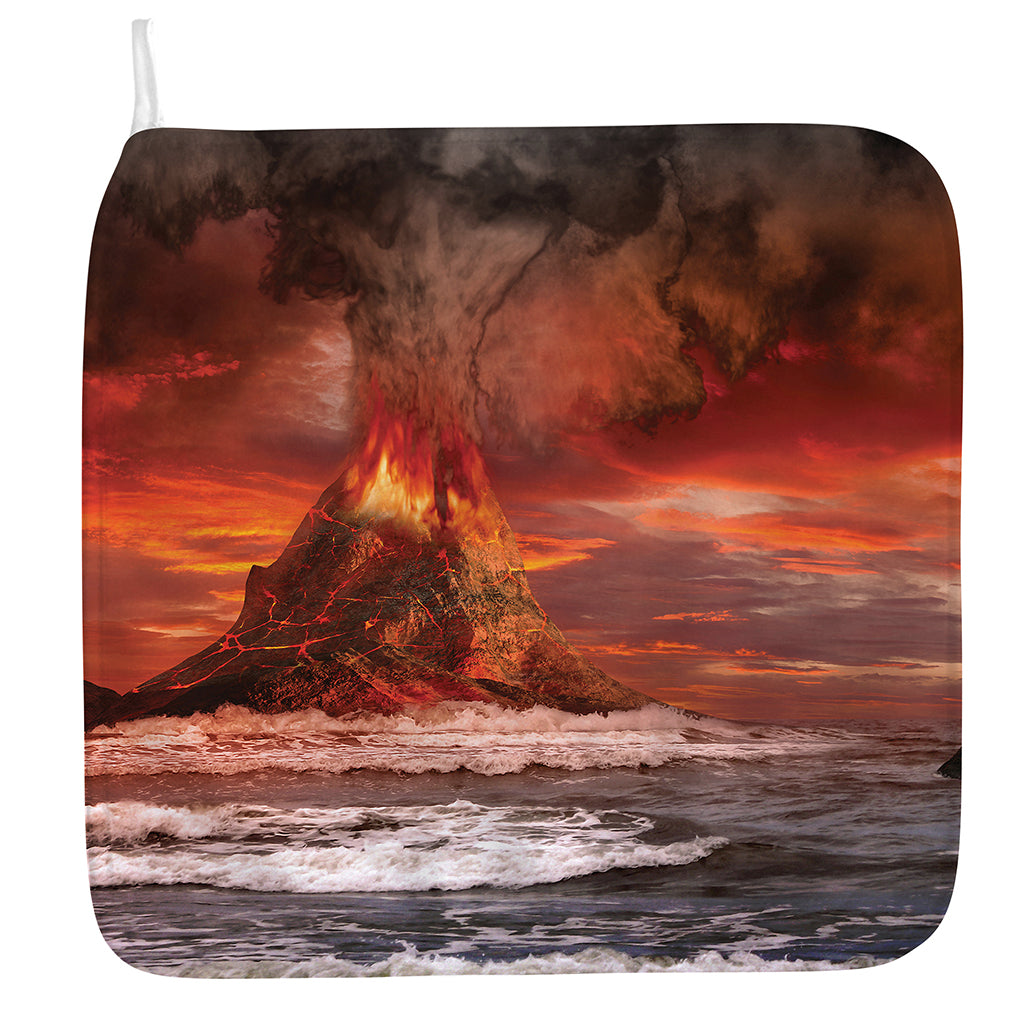 Volcano On The Sea Print Hand Towel