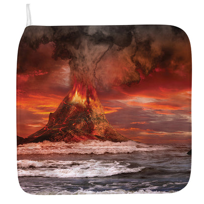 Volcano On The Sea Print Hand Towel