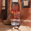 Volcano On The Sea Print Harem Pants