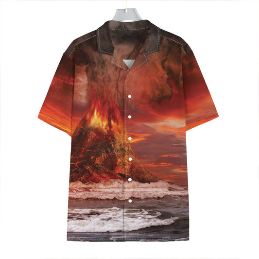 Volcano On The Sea Print Hawaiian Shirt