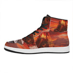 Volcano On The Sea Print High Top Leather Sneakers