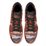 Volcano On The Sea Print High Top Leather Sneakers