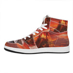Volcano On The Sea Print High Top Leather Sneakers