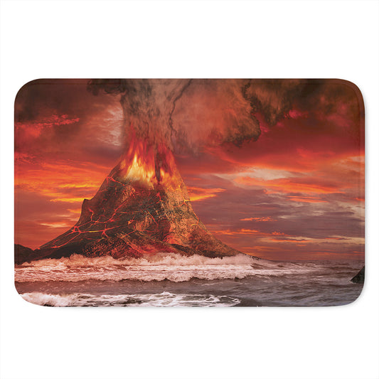 Volcano On The Sea Print Indoor Door Mat