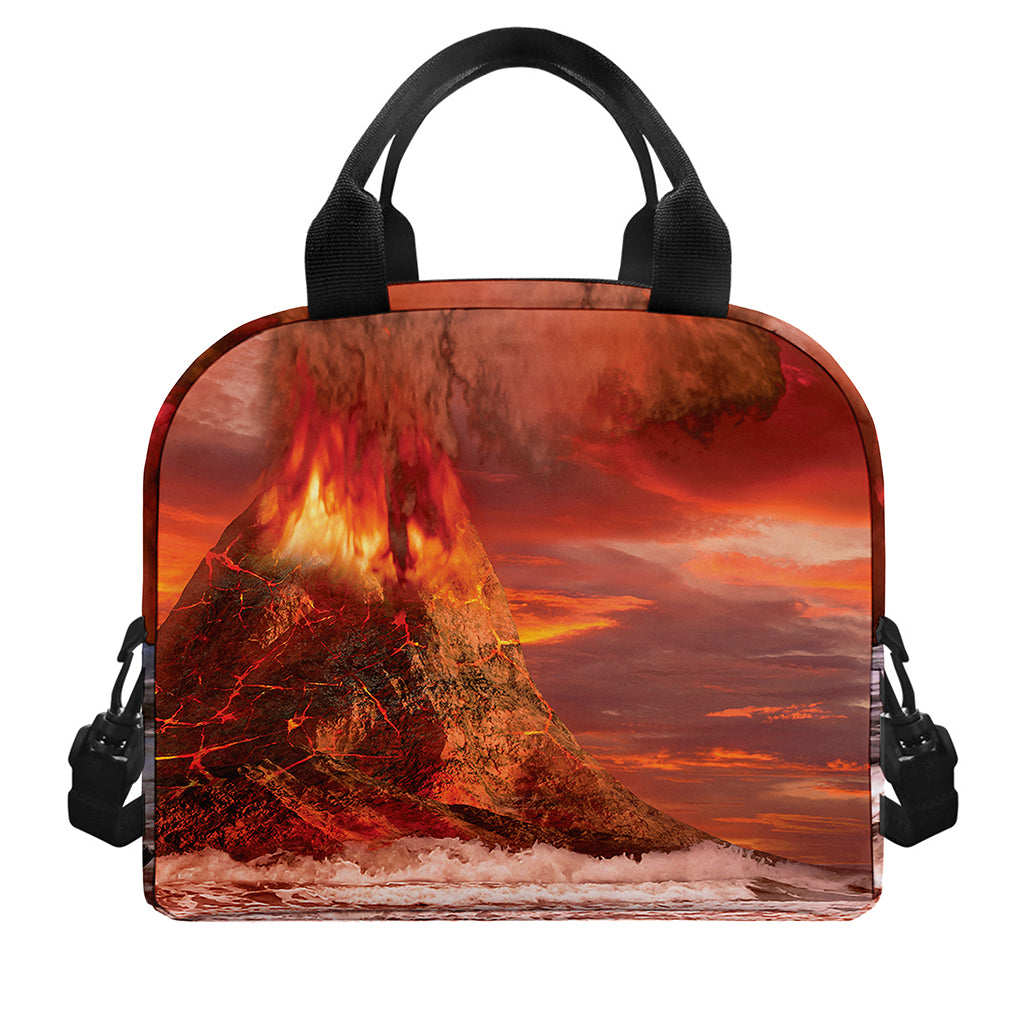 Volcano On The Sea Print Insulated Lunch Bag