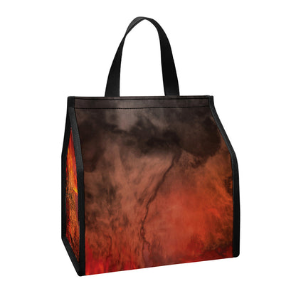Volcano On The Sea Print Insulated Lunch Tote