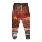 Volcano On The Sea Print Jogger Pants