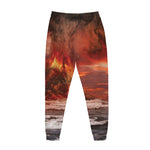 Volcano On The Sea Print Jogger Pants