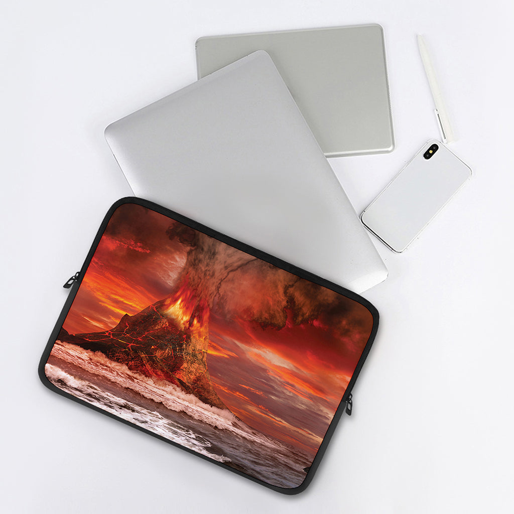 Volcano On The Sea Print Laptop Sleeve