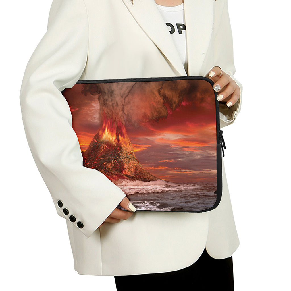 Volcano On The Sea Print Laptop Sleeve
