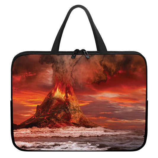 Volcano On The Sea Print Laptop Sleeve With Handle