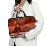 Volcano On The Sea Print Laptop Sleeve With Handle