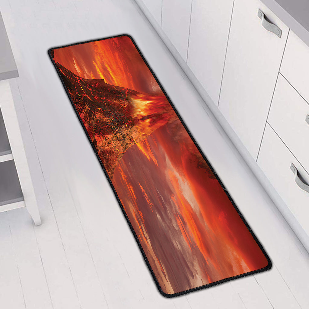 Volcano On The Sea Print Long Kitchen Mat